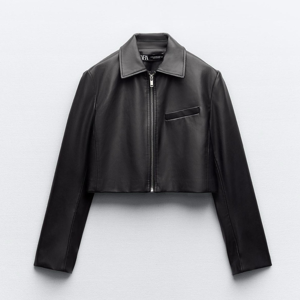 Zara faux leather crop jacket